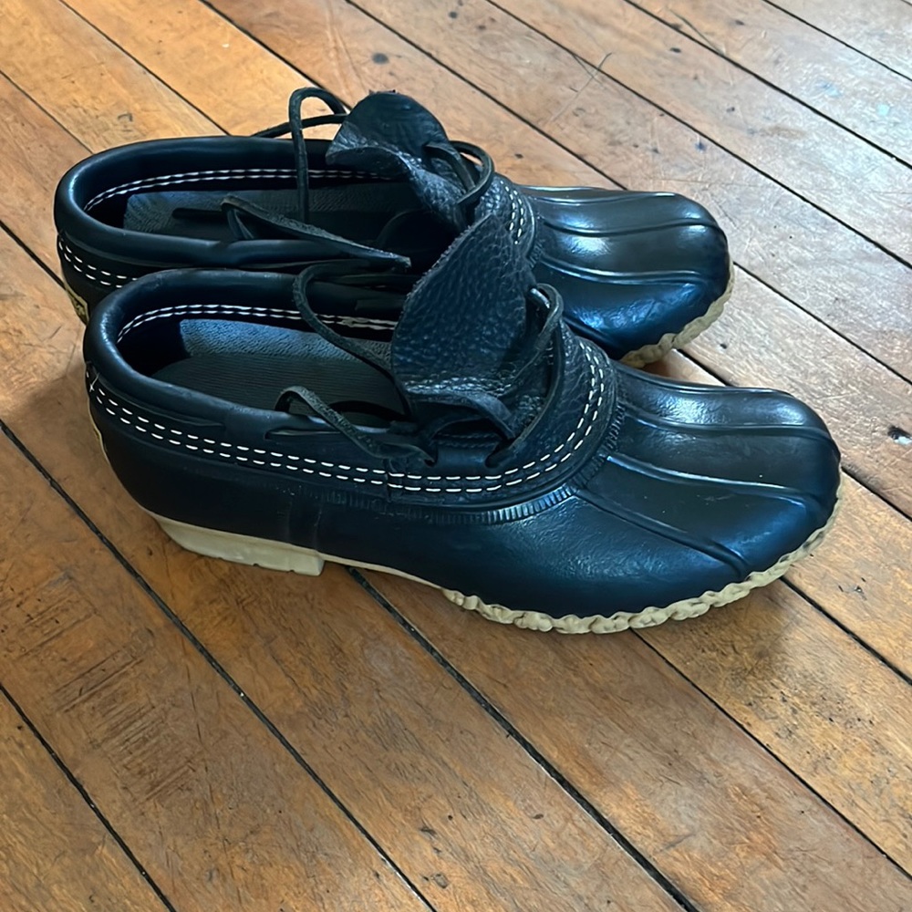 LL Bean black duck boots